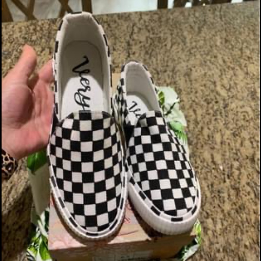 Checkered slides so cute and comfy!